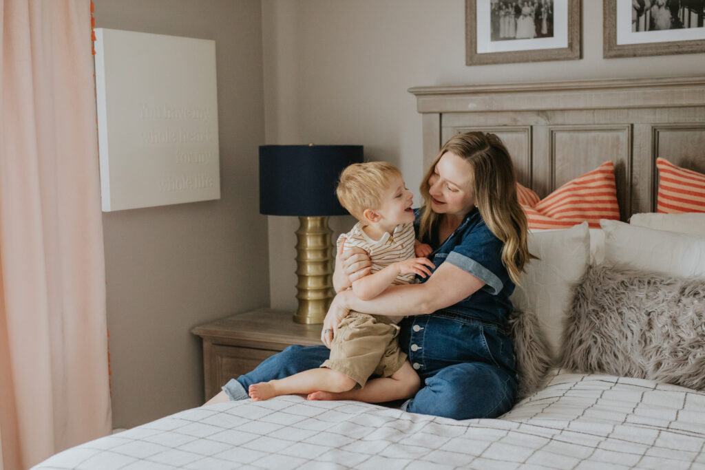 mom and toddler on bed | Pittsburgh photographers