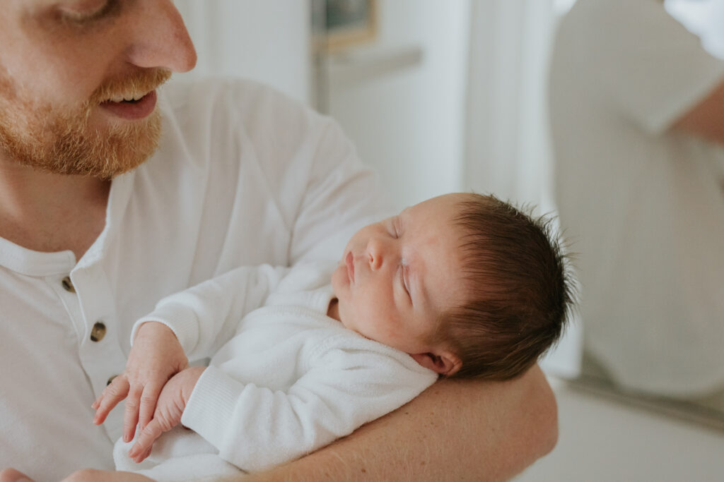 dad and newborn in nursery | Pittsburgh newborn photographer