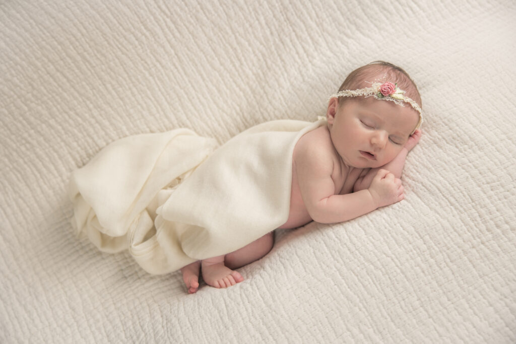Baby girl in pink setup | Pittsburgh newborn photography studio 