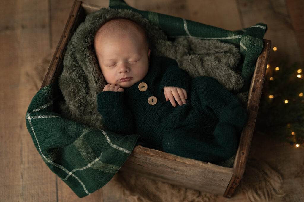 green holiday newborn session - Kelly Adrienne Photography