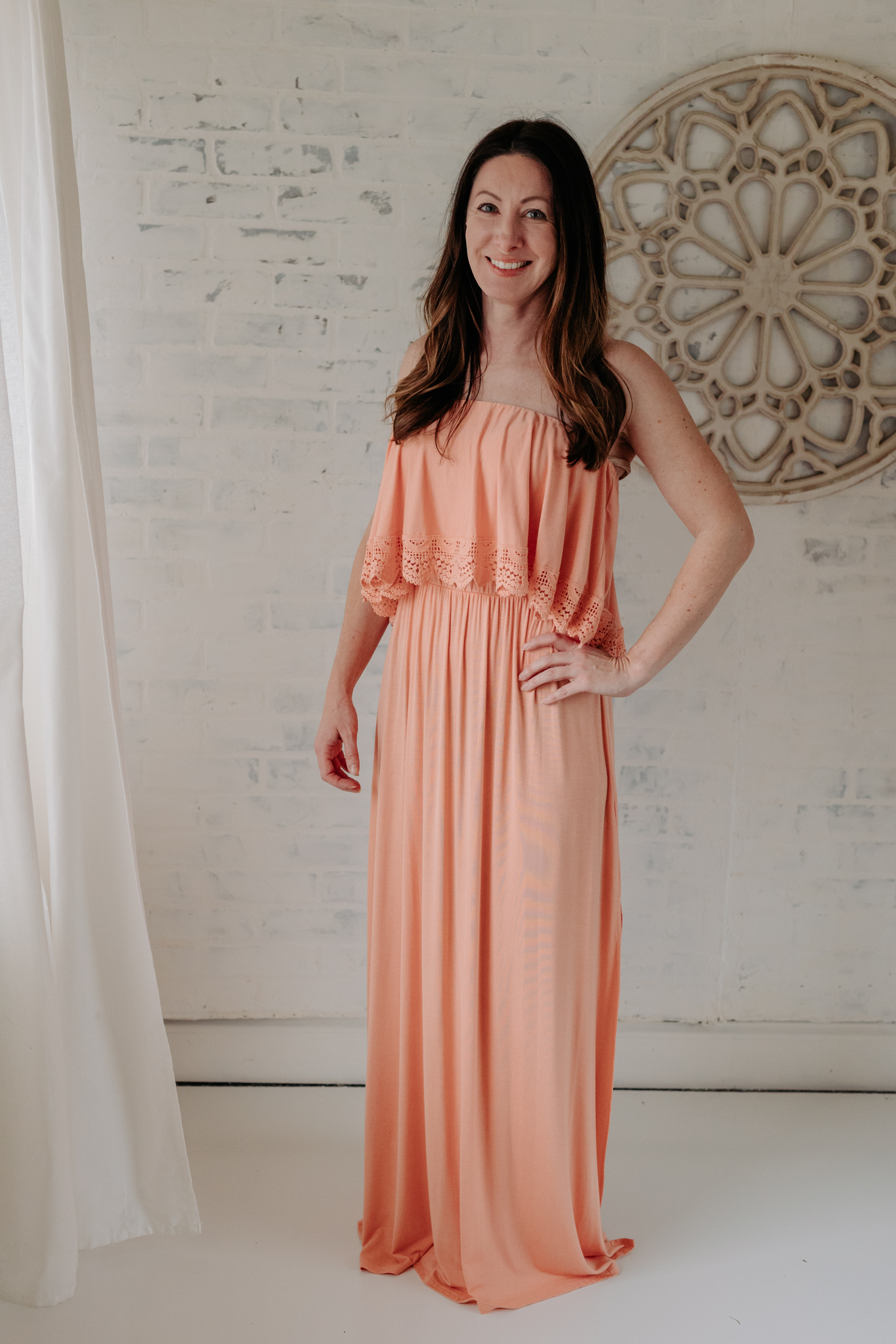 peach dress in client closet | Kelly Adrienne Photography
