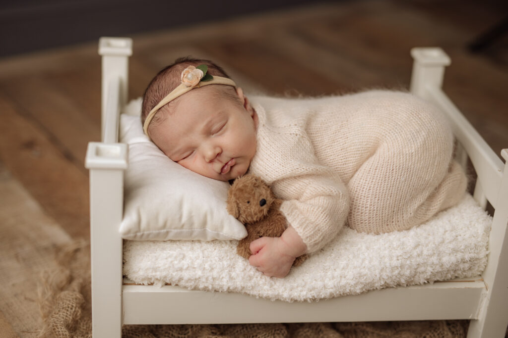 baby on bed prop newborn session | Kelly Adrienne Photography 