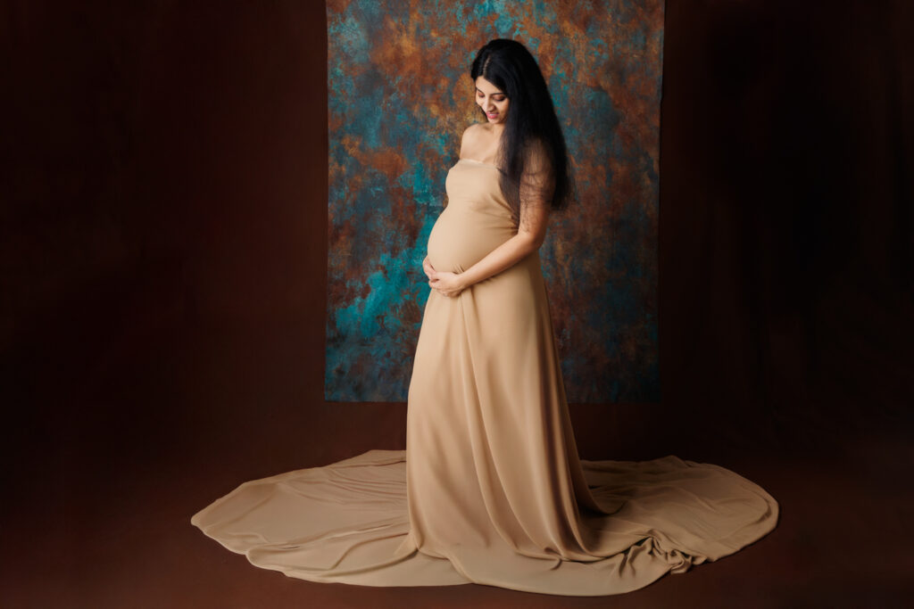 maternity dress for photoshoot in studio