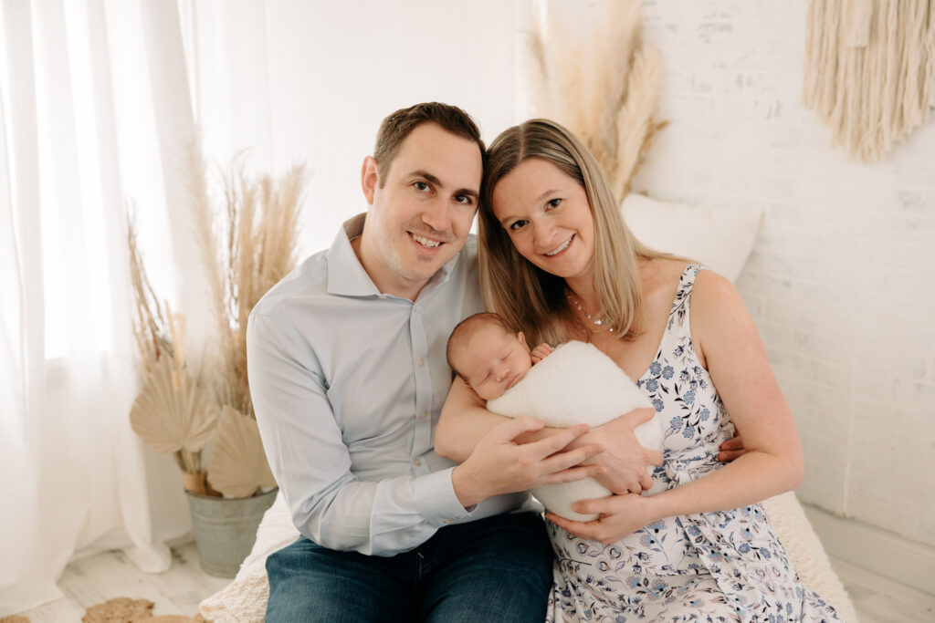 Parents and baby at boho studio family session | Kelly Adrienne Photography