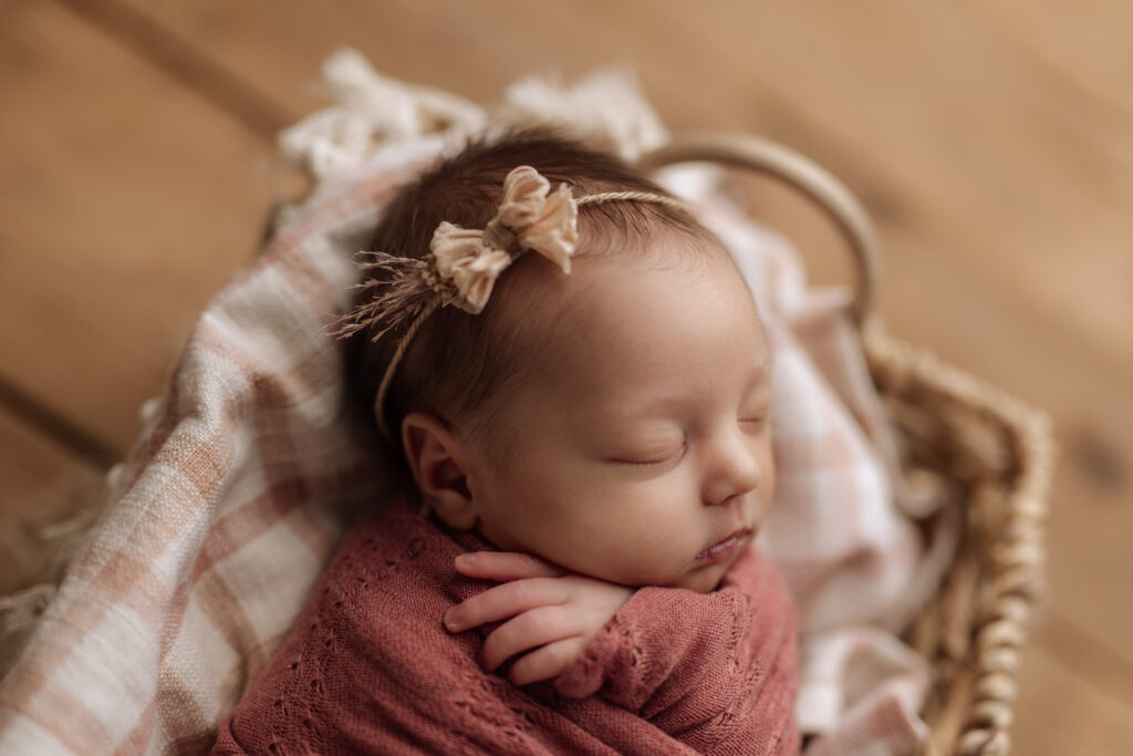 pink and white newborn photo session in Pittsburgh 