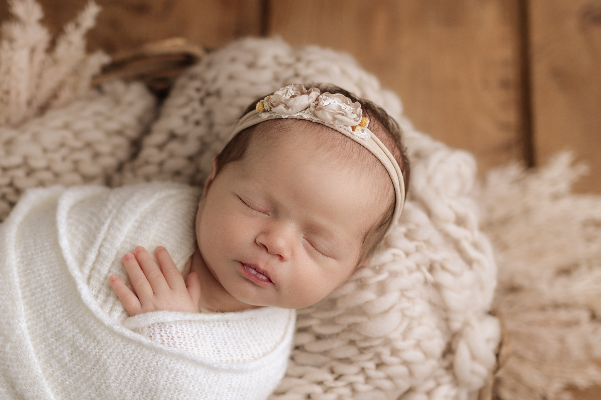 close up of newborn face at Pittsburgh photography studio