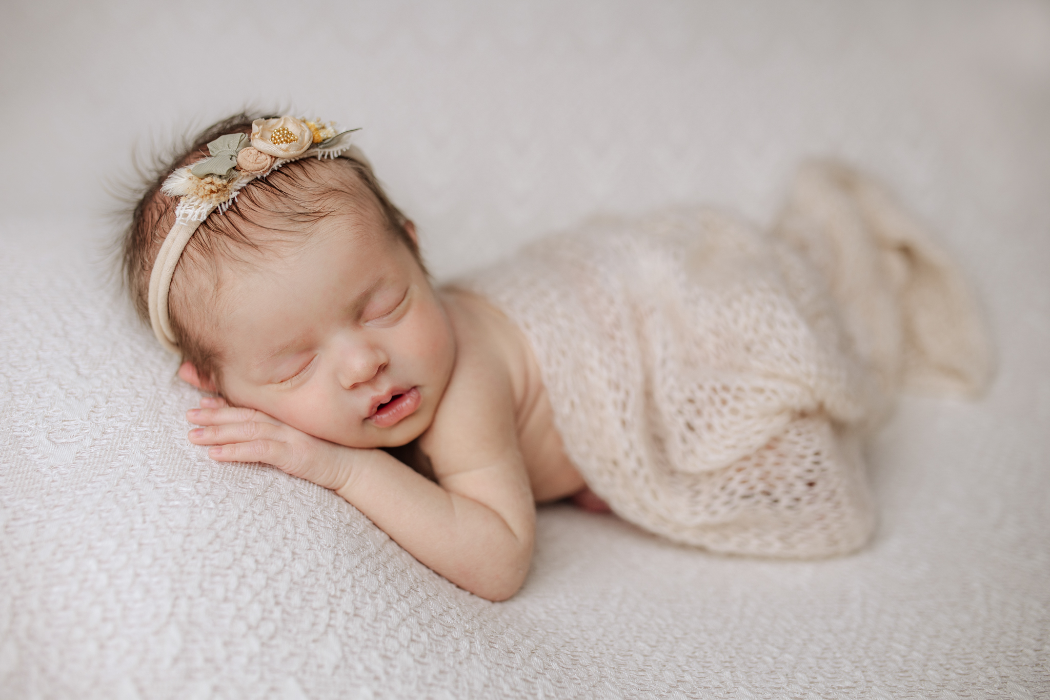 single baby pose at newborn twin session in Pittsburgh