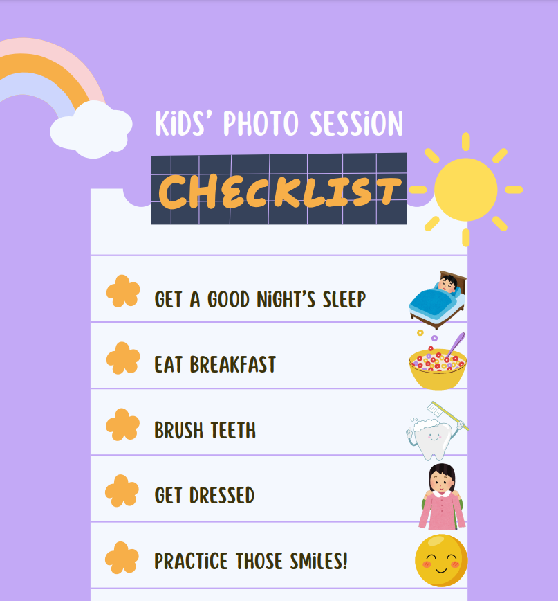 Download a free checklist for kids to prepare for a family newborn session.