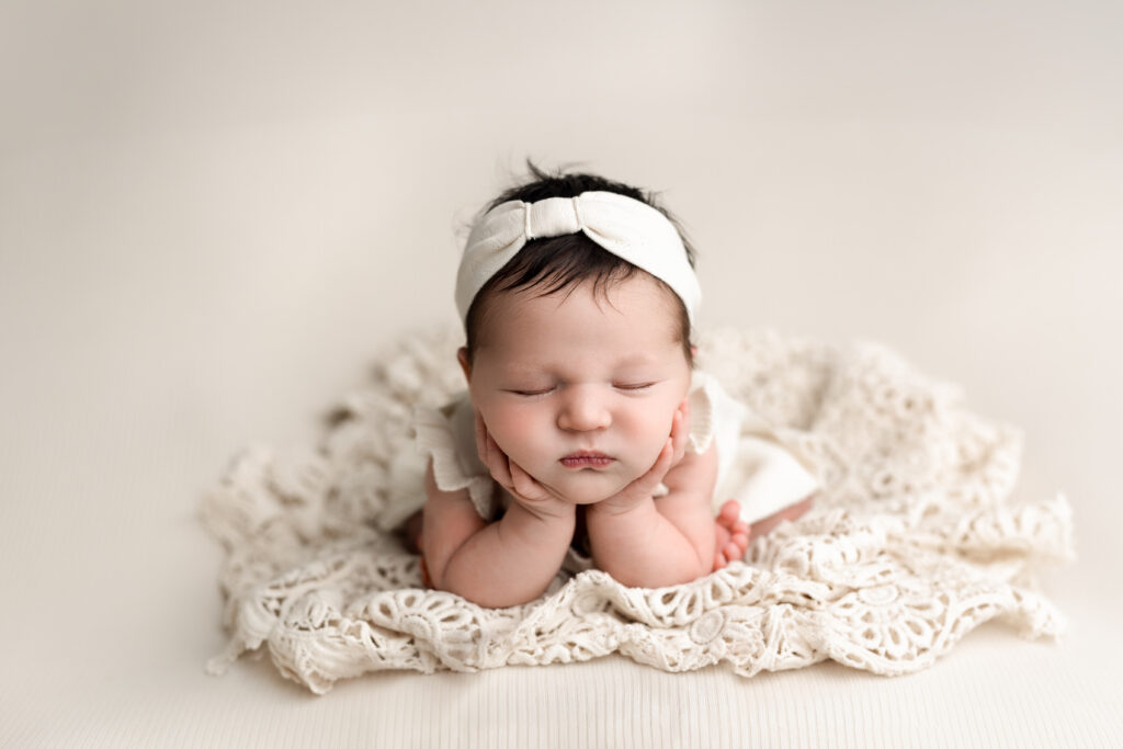 newborn baby girl in ivory | Pittsburgh photographer